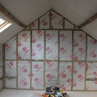 Main beedroom 2 walls-studded insulation fitted
