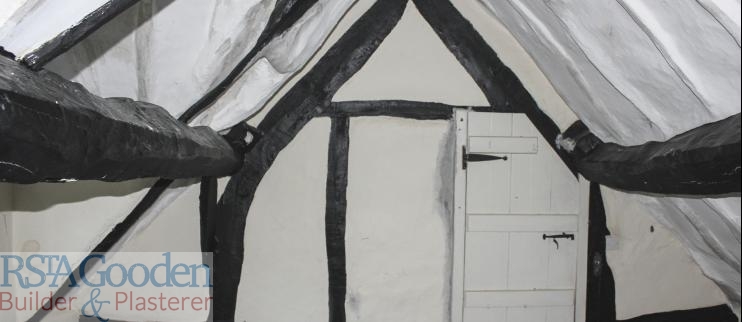 Authentic rustic wattle daub plastering restoration